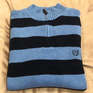 Chaps Blue Stripe Rib Quarter-Zip Pullover